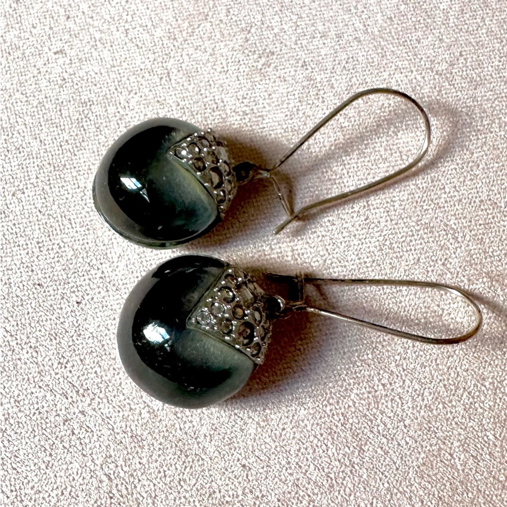 Alexis Bittar Green-Grey and Silver Origami Drop Earrings
